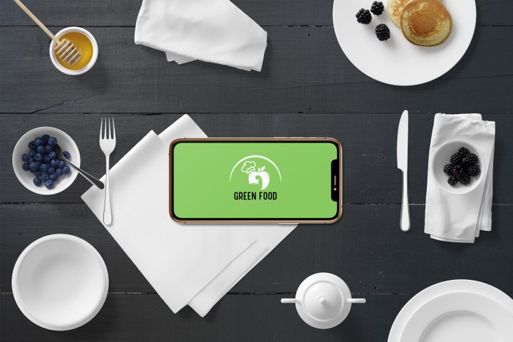 تصميم هويه بصريه لمطعم GREEN FOOD