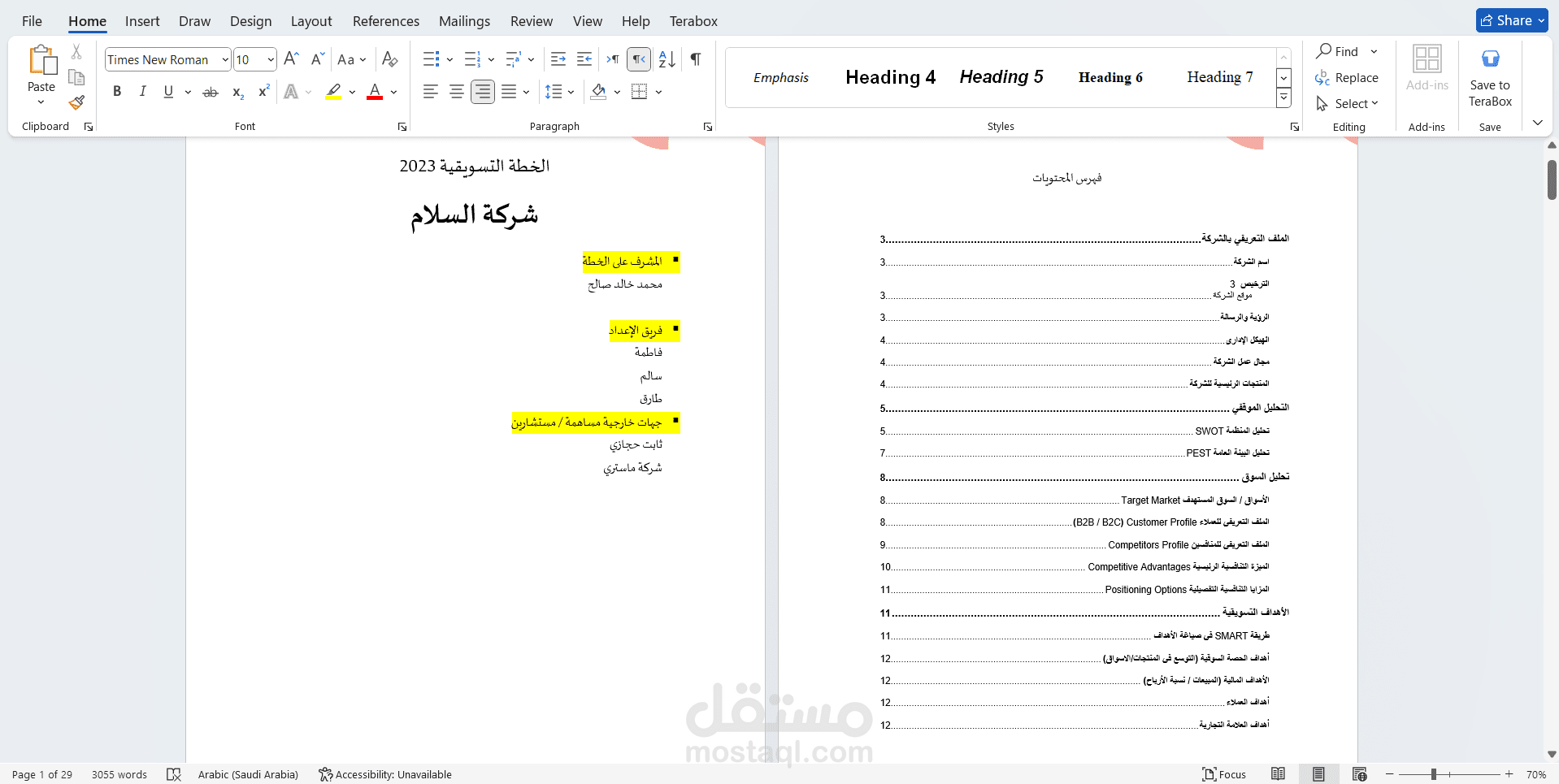 جزئ من كتابة الخطة التسويقية