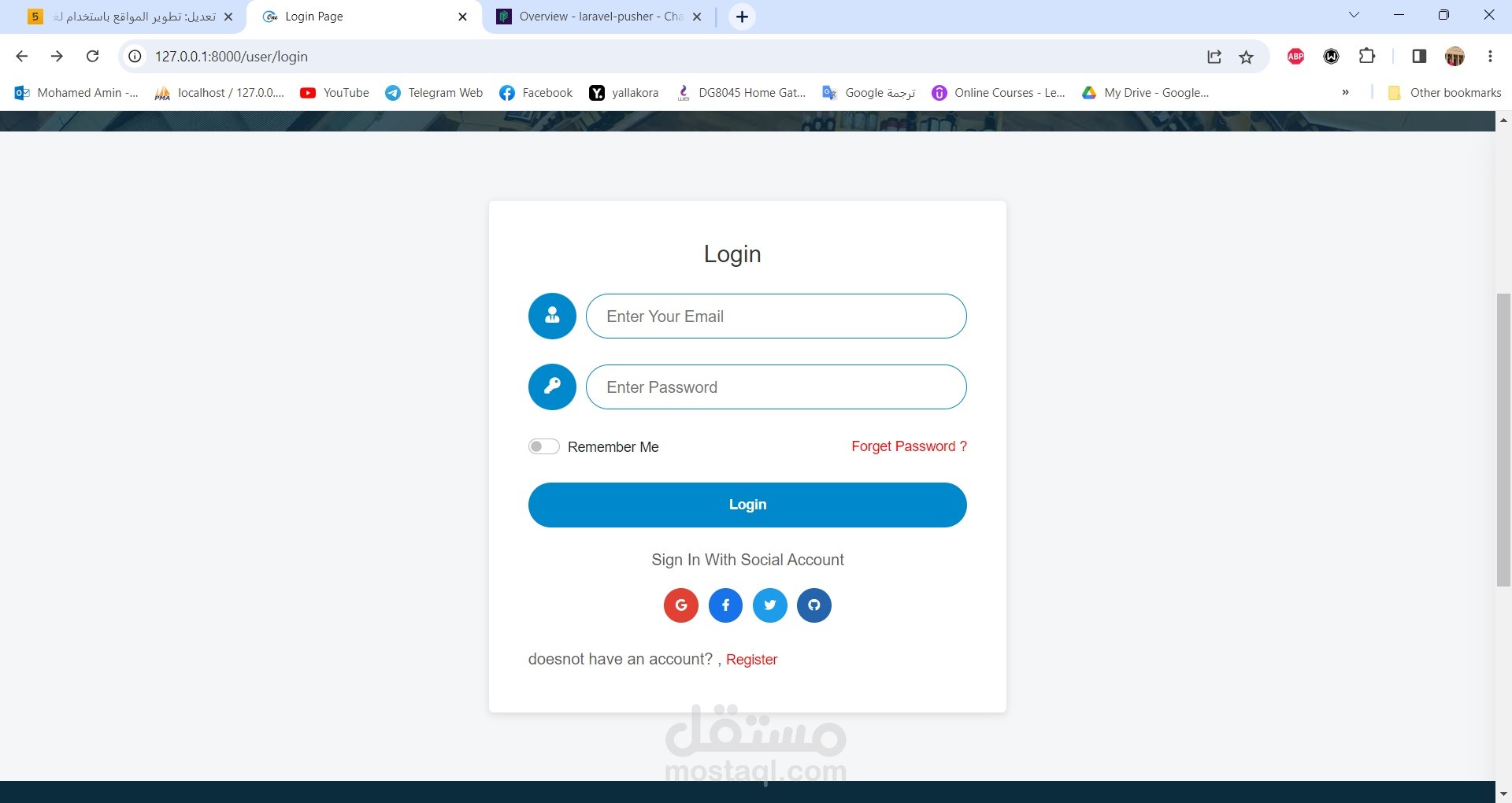 Login using social sites