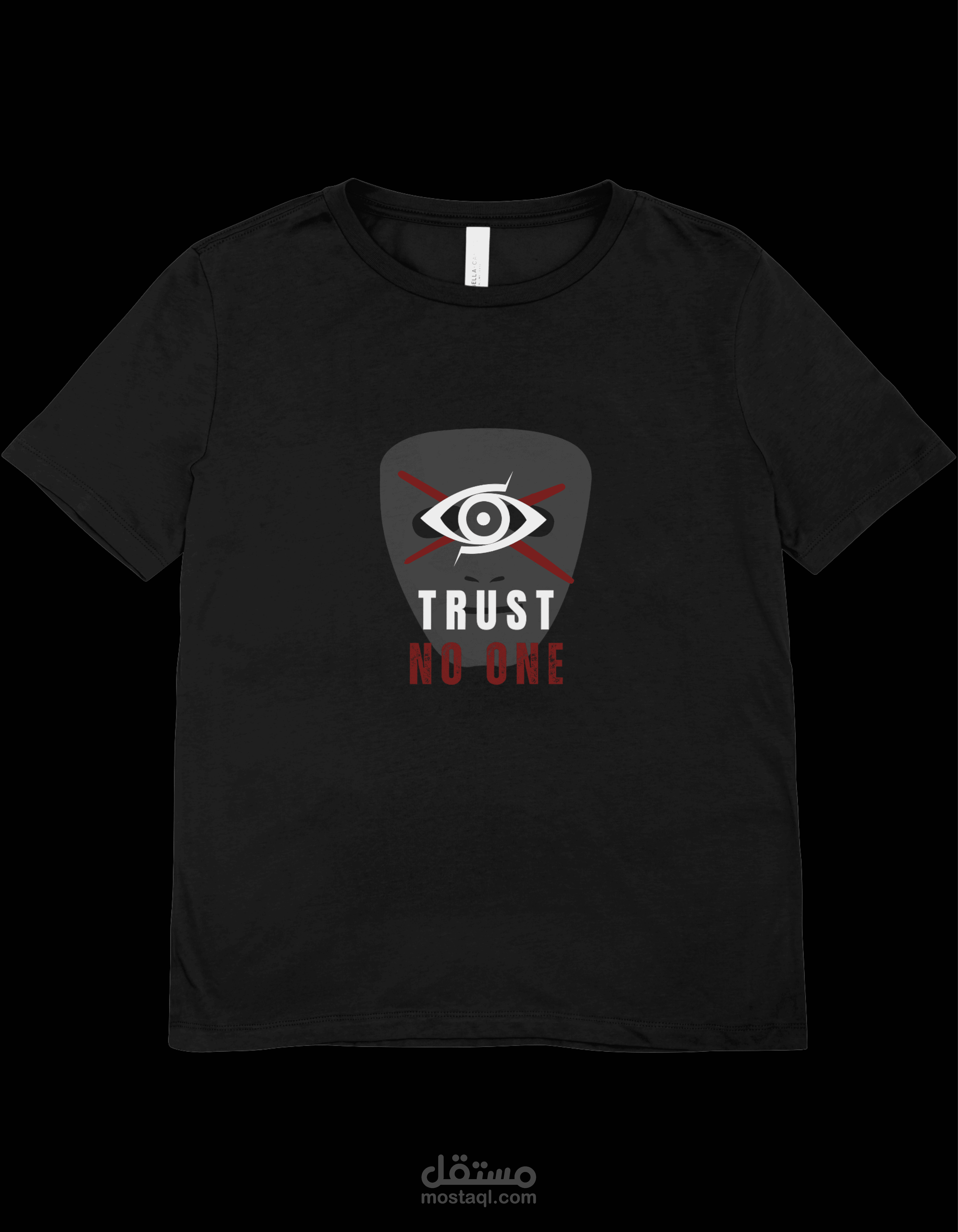 تصميم تيشيرت | Trust No One – بجودة عالية وأسلوب مظلم مميز