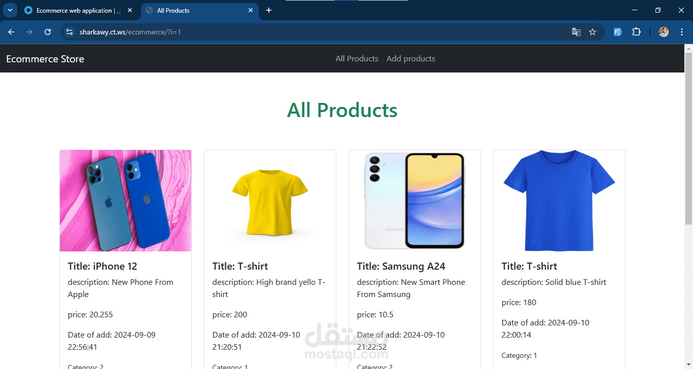 Ecommerce web application