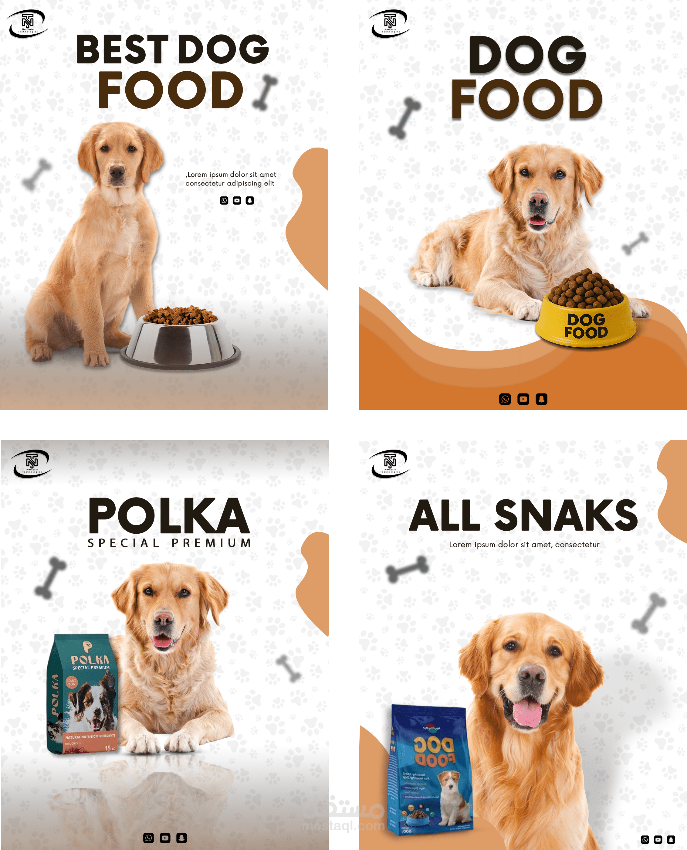 تصميم ارتبورد رباعي لطعام Dogs + ارتبورد سداسي لديليفري بيتزا