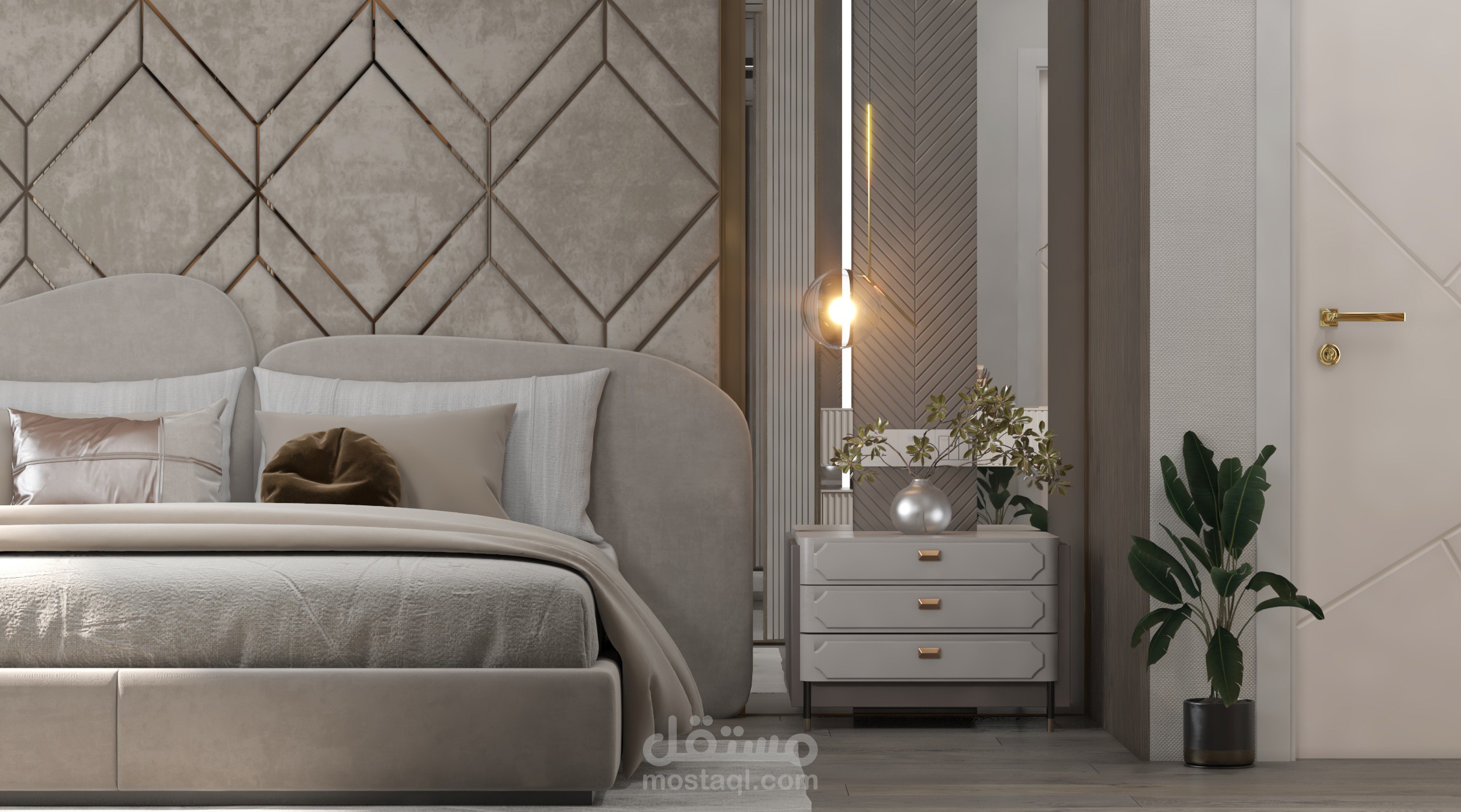 غرفة نوم ماستر بتصميم مودرن أنيق | مستقل
