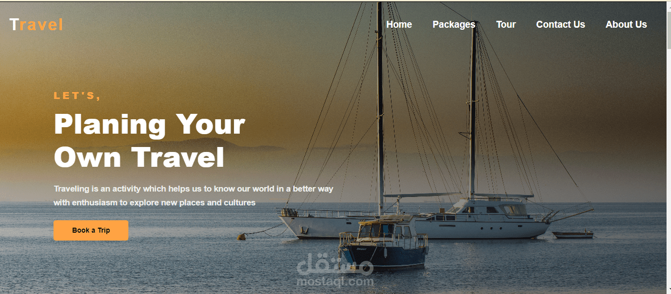 تصميم صفحة هبوط landing page - لموقع حجز رحلات  بشكل احترافي ومميز