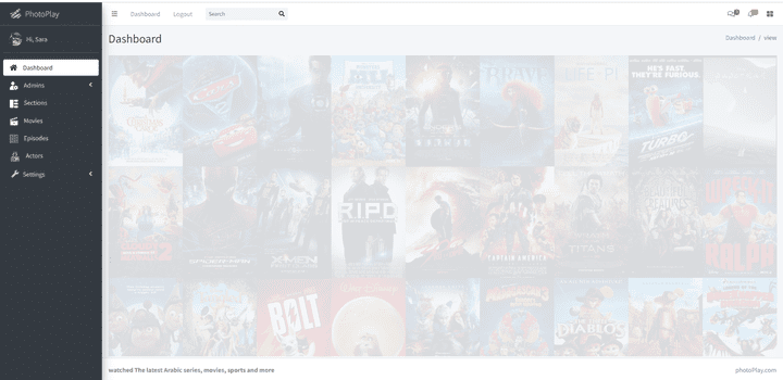 برمجة لوحة تحكم لتطبيق PhotoPlay لمشاهدة الافلام والمسلسلات باستخدام Laravel.