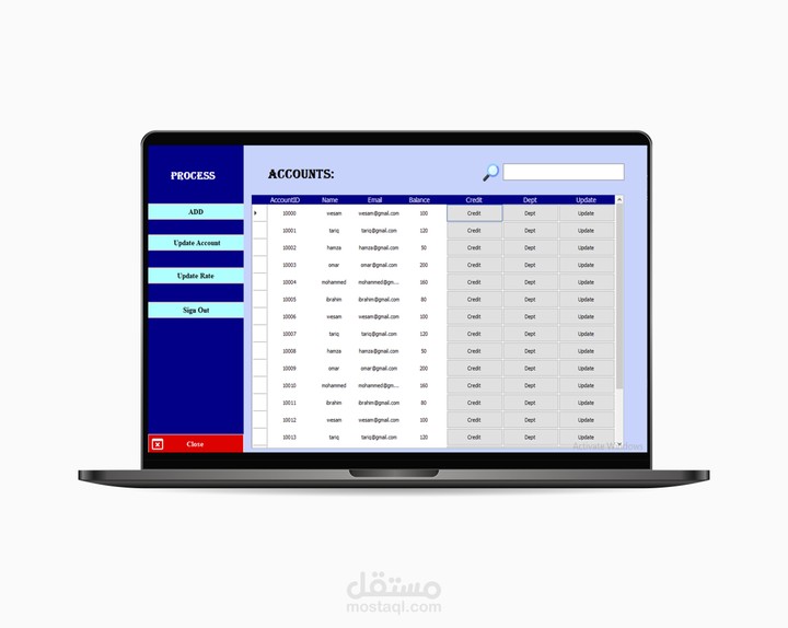 تطبيق حسابات بنكية