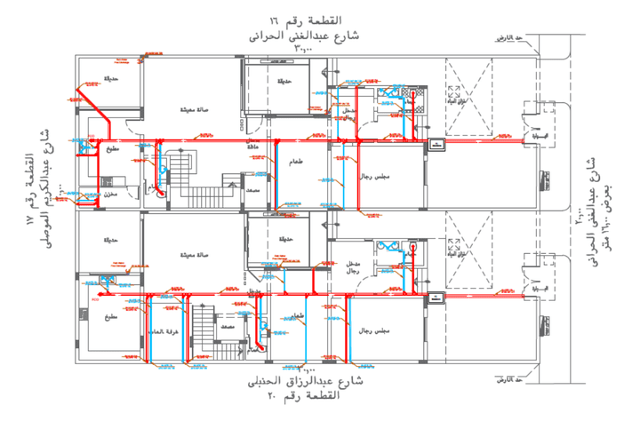 تصميم اعمال السباكة والصرف والتغذية واعمال التكييف لفيلا سكنية فى منطقة شظاة