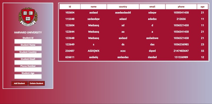 simple registration form for students with php