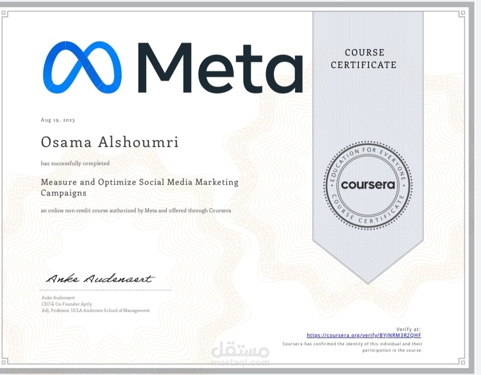 Measure and optimize social media marketing campaigns certificate