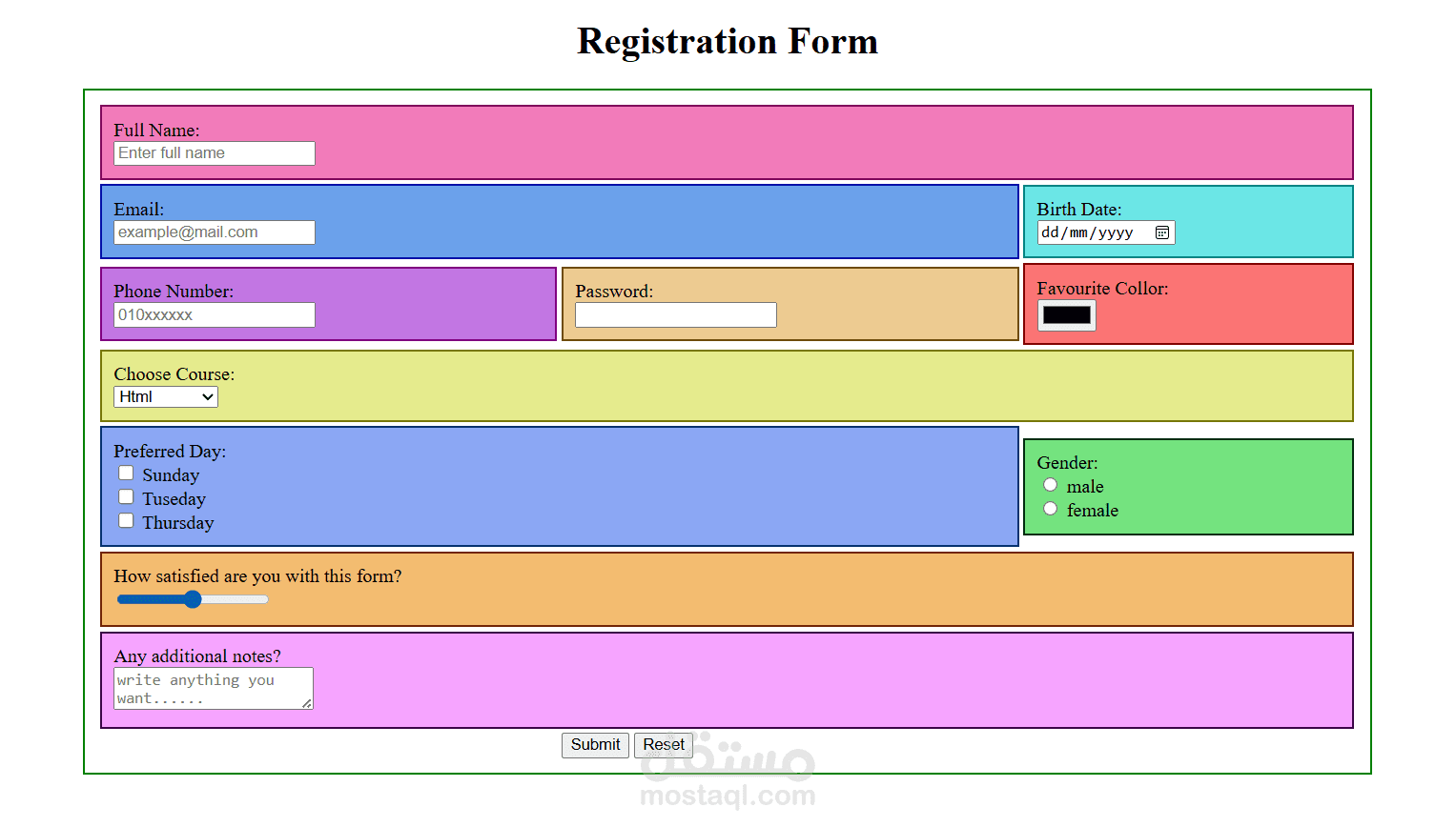 registration form