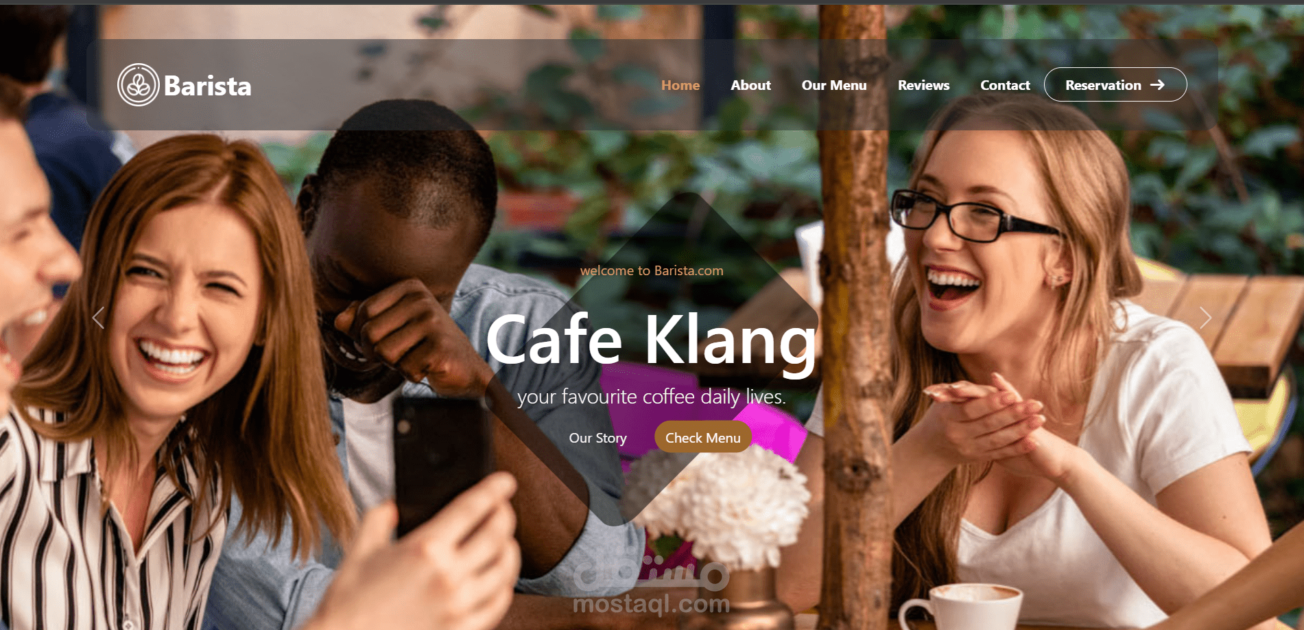 cafe website using HTML5, CSS, Bootstrap