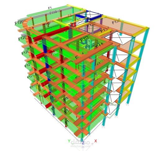 تحليل وتصميم مبنى سكني 5 طوابق "تحليل 3D بالايتابس"