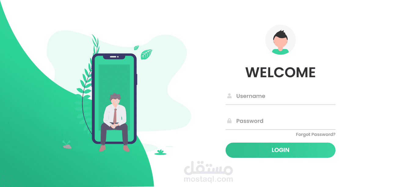 تصميم صفحة تسجيل دخول عصرية وأنيقة للمستخدم مستقل