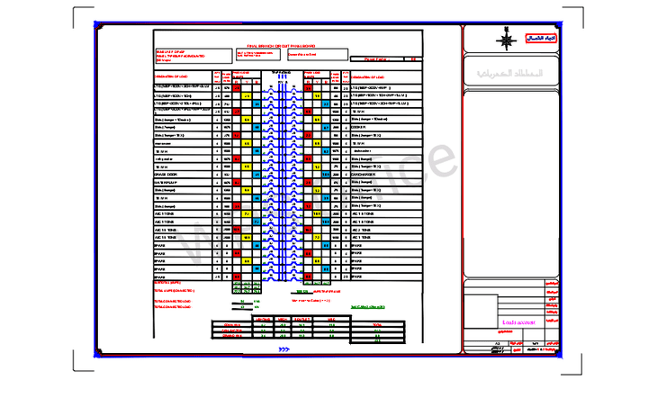 تصميم جزء حسابات الاكسل للمخطط الكهربائي  حسب الكود السعودي