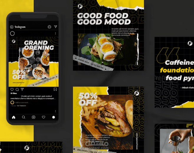 Design food posts for social media