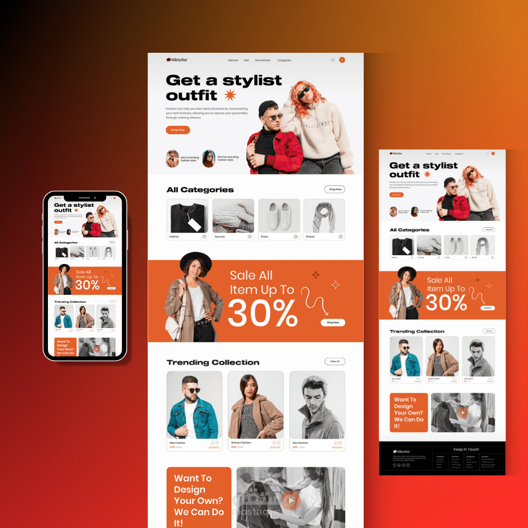 تصميم صفحة هبوط  Landing page لمتجر بيع ملابس على FIGMA