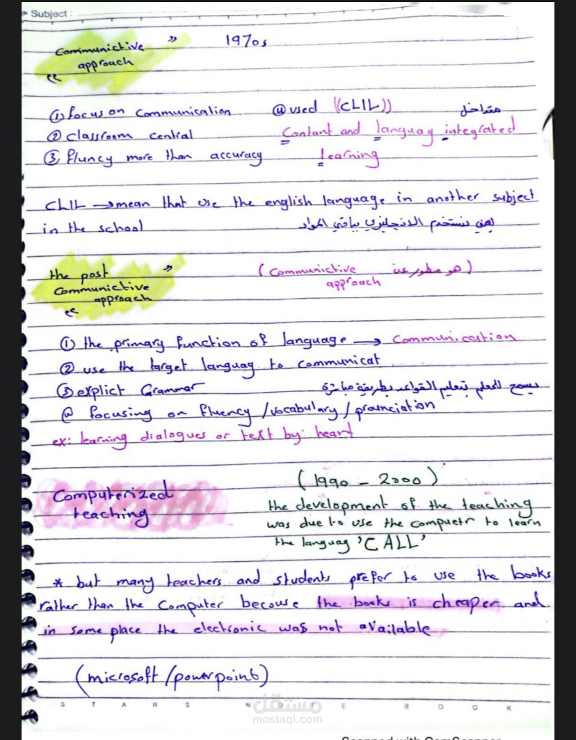 Summarizing the subject of teaching methods English مستقل