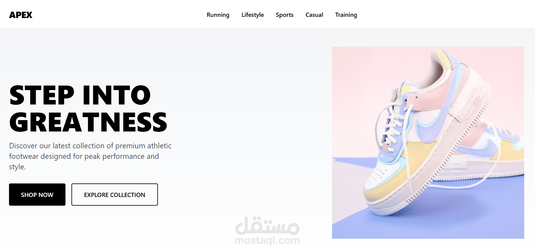Apex is an online store for selling sports shoes