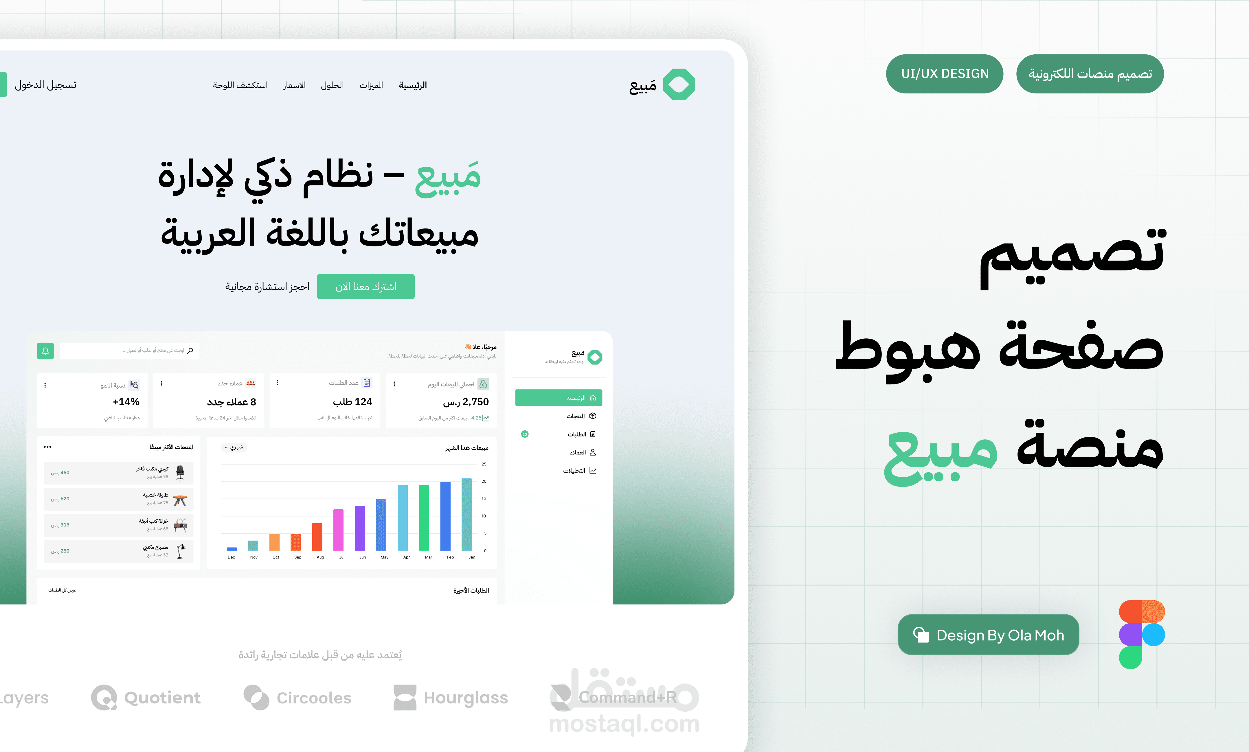 تصميم صفحة هبوط احترافية لمنصة مبيع – نظام ذكي لإدارة المبيعات
