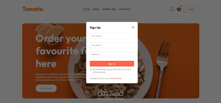 Food delivery app with admin panel