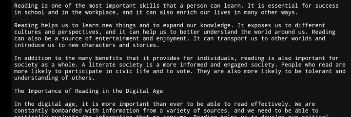 article about reading