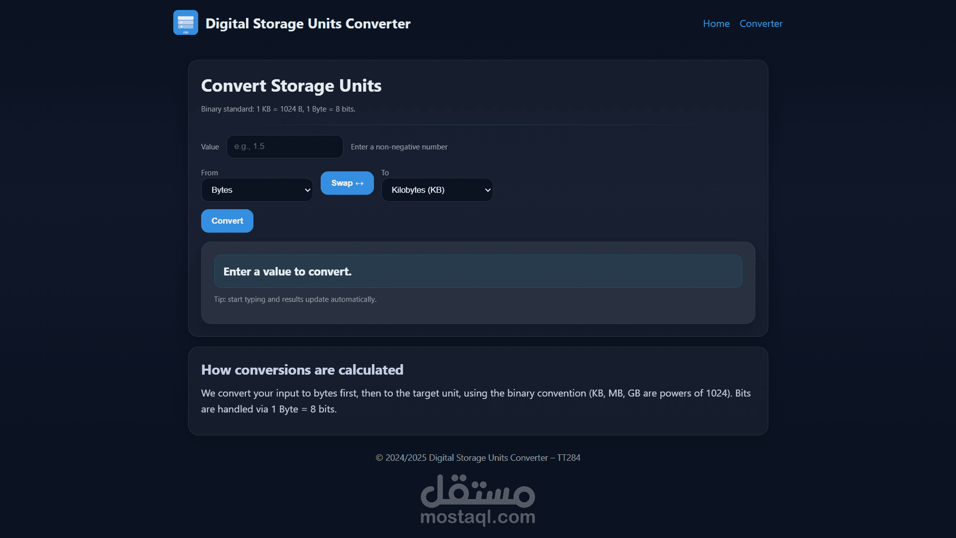 Digital Storage Unit Converter (Web Application)