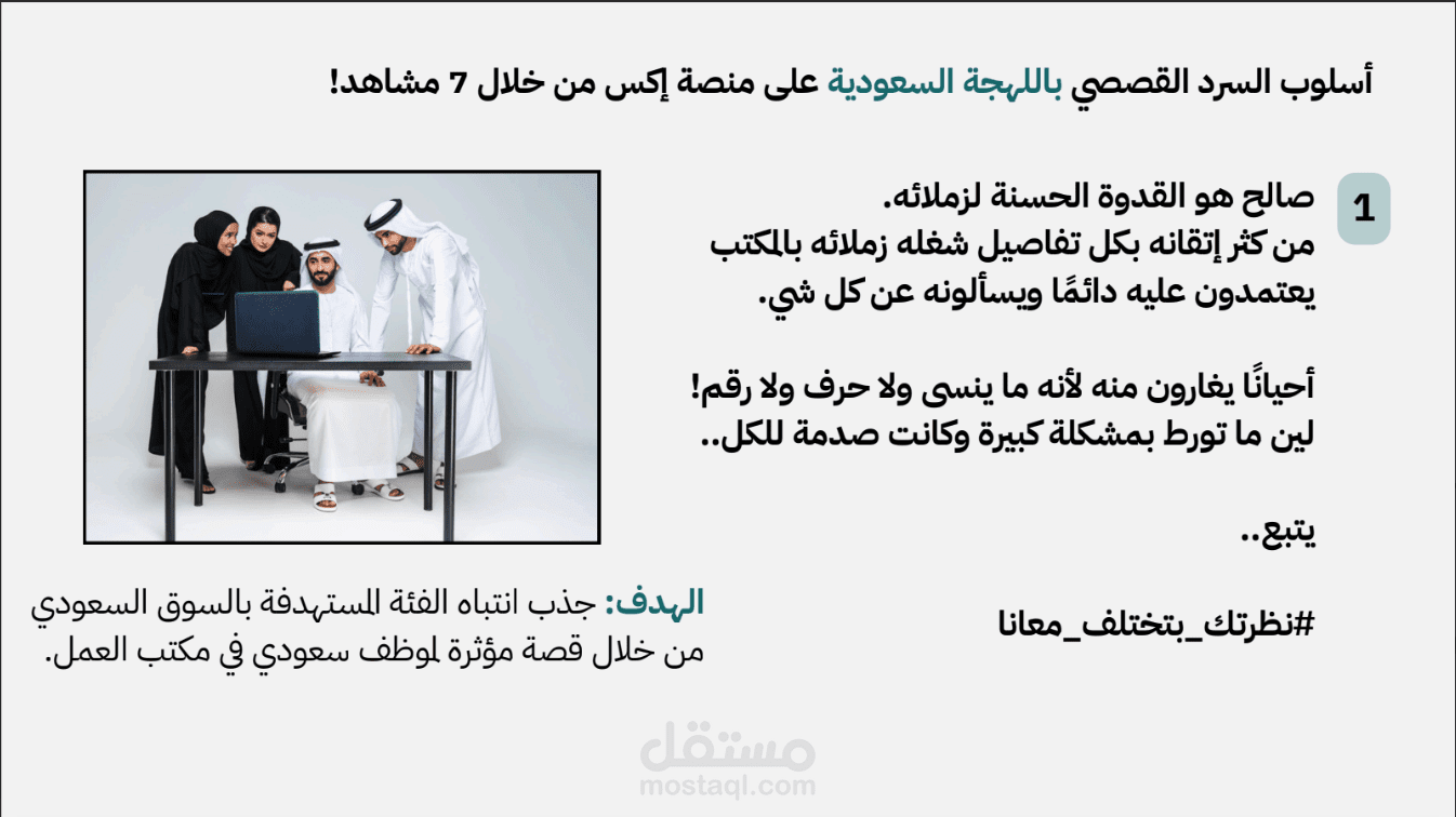 كتابة سلسلة منشورات باستخدام السرد القصصي لجذب مزيد من الزوار إلى متجر إلكتروني للنظارات والبصريات في الرياض
