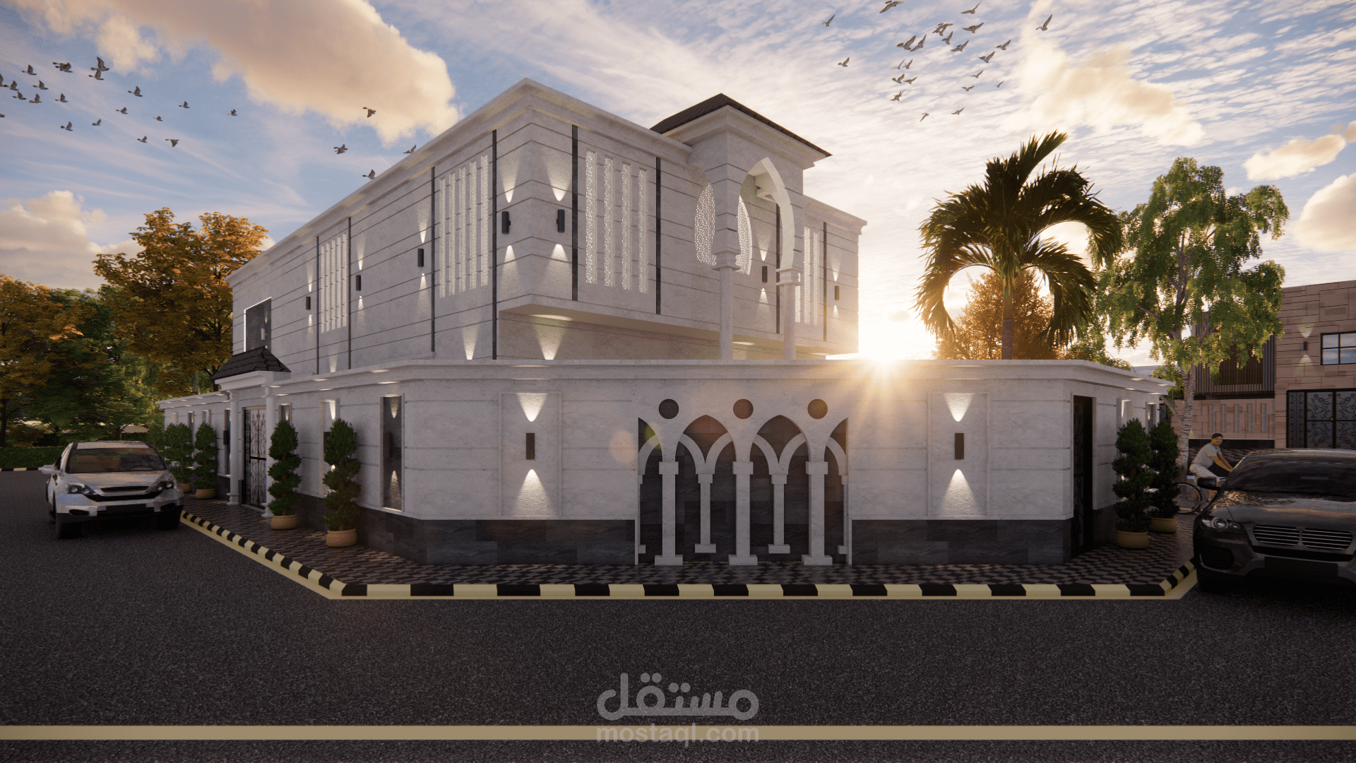 تصميم واجهة مع حديقه داخلية