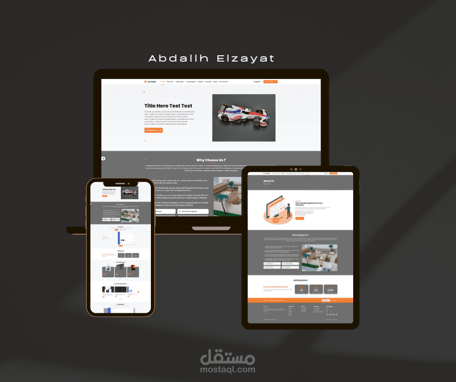 تصميم موقع لشركة عقارات متكامل  لشركة طباعة 3D