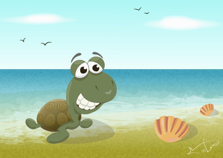 رسم سلحفة كرتون - turtle cartoon