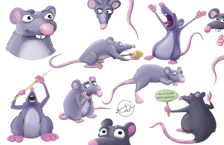 رسم فار كرتون - cartoon mouse/rat drawing