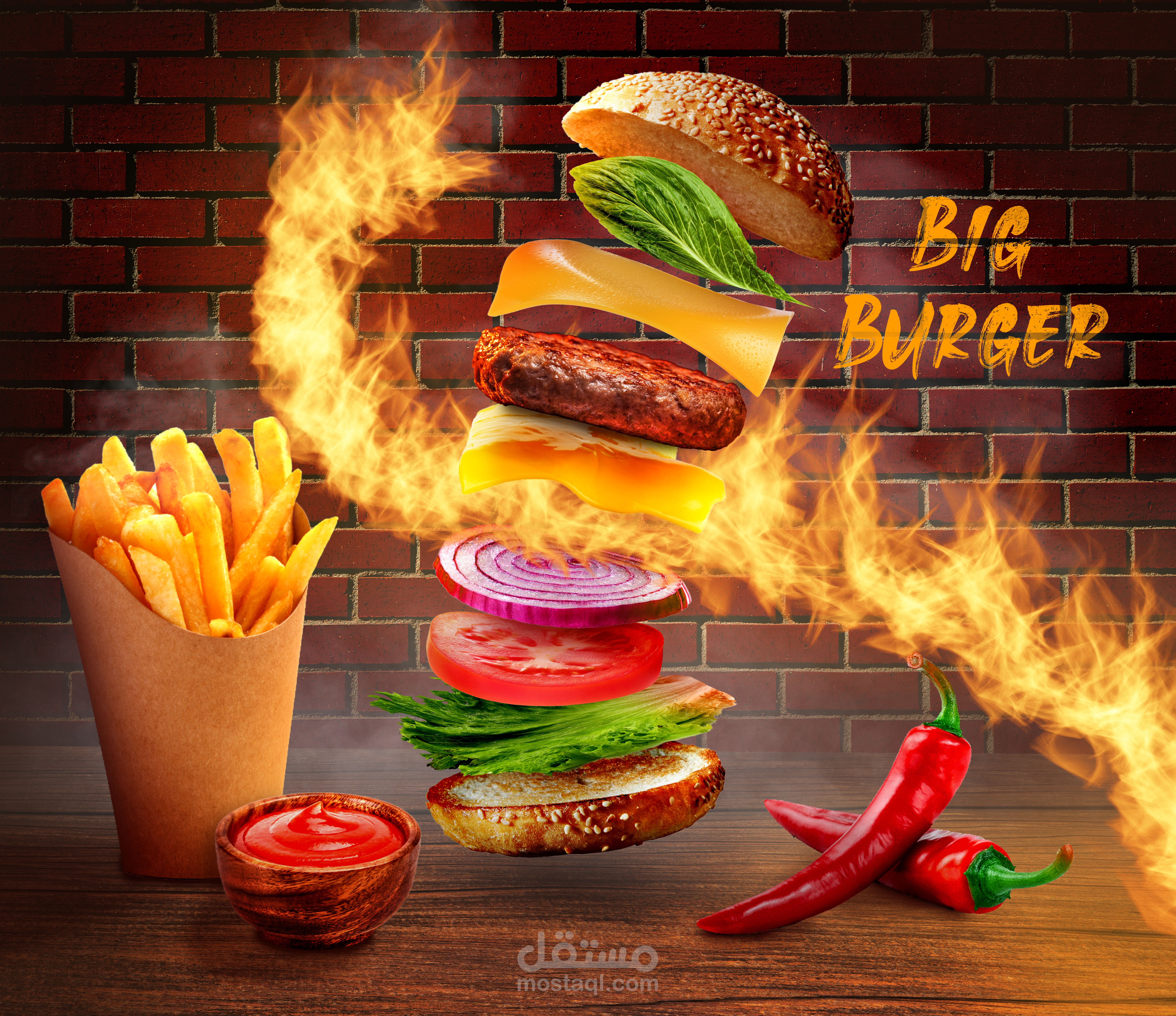 تصميم سوشال ميديا (Hot Burger)