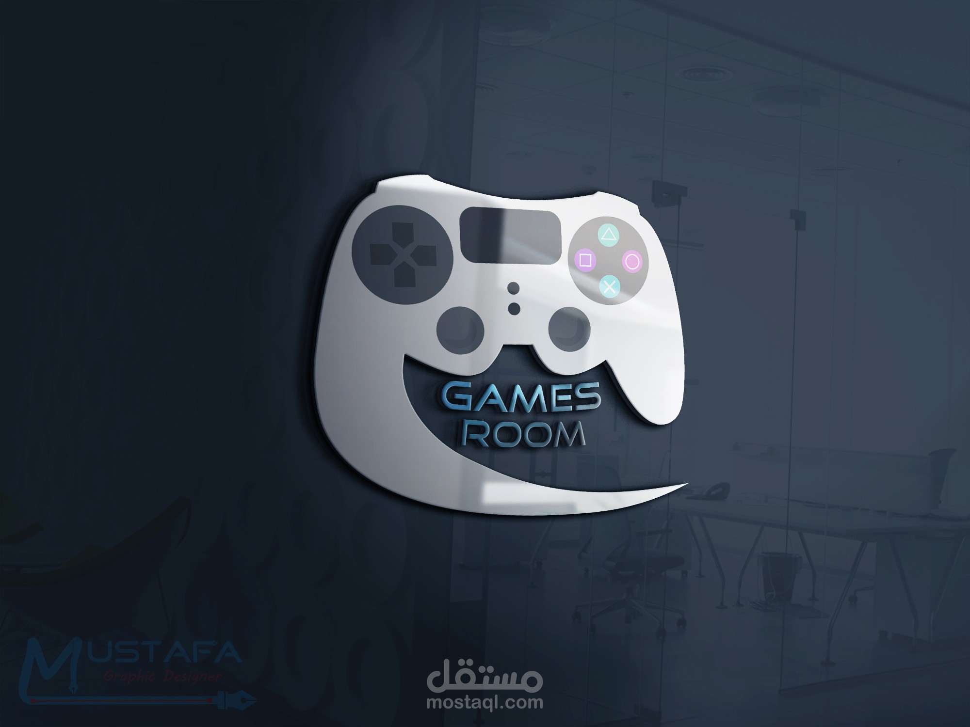 تصيم لوجو محل Games Room للبلايستيشن وتم قبولة بفضل الله