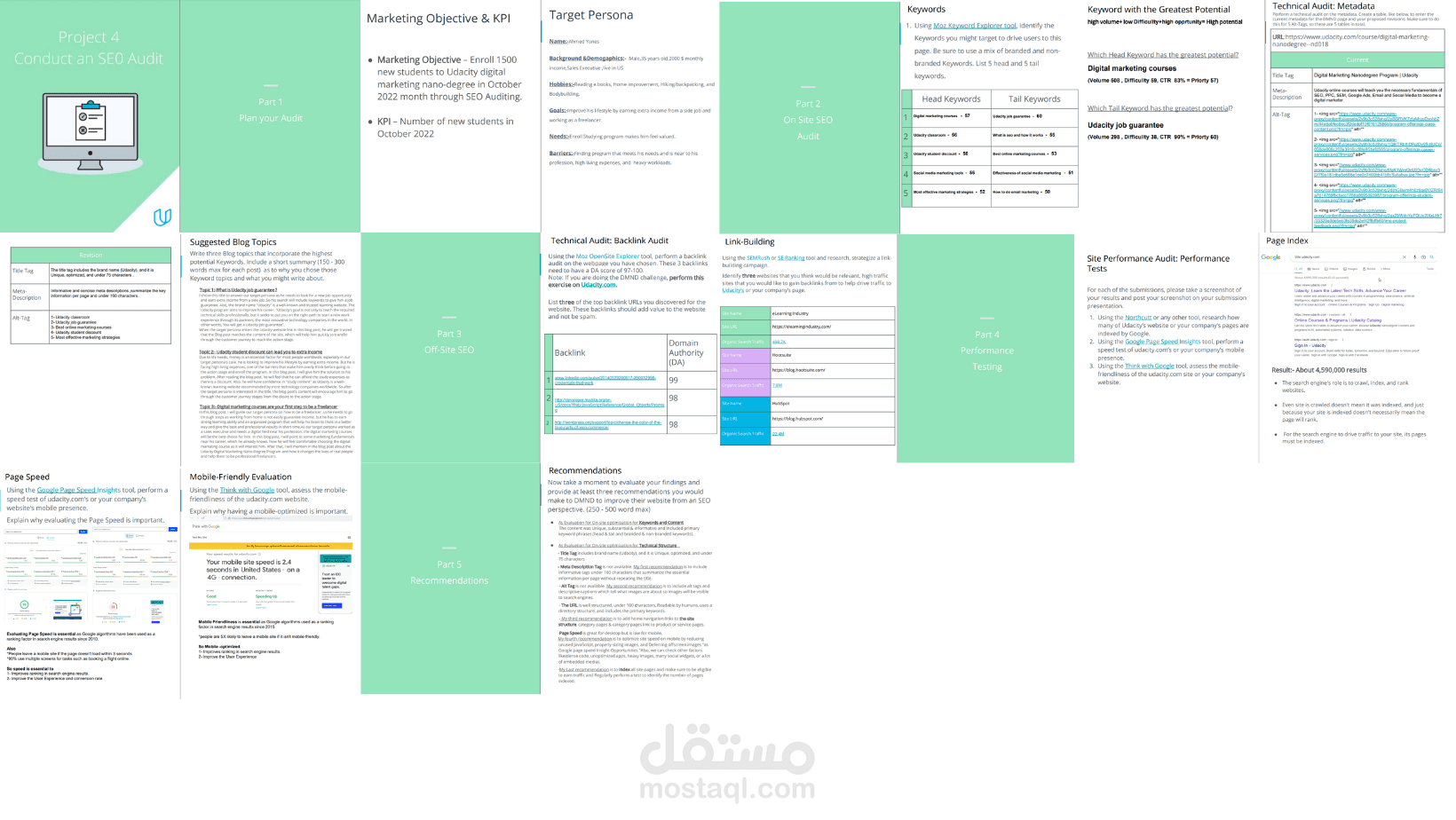 مشروع التدقيق ل SEO لمنصة Udacity