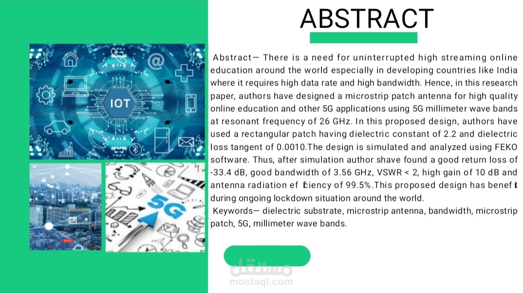 Microstrip patch antenna for 5G applications