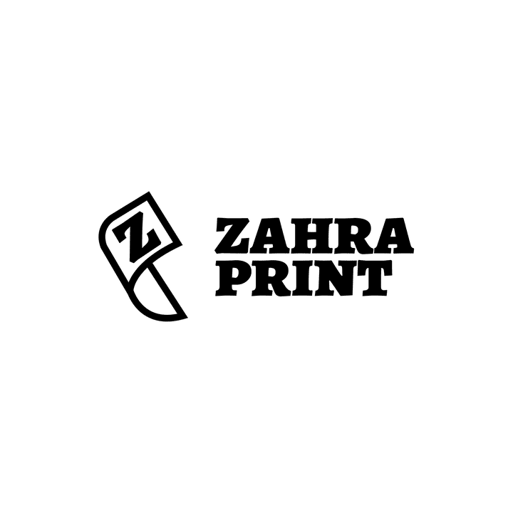 شعار باسم zahra print وهي مطبعة متخصصة في الطباعة على الورق