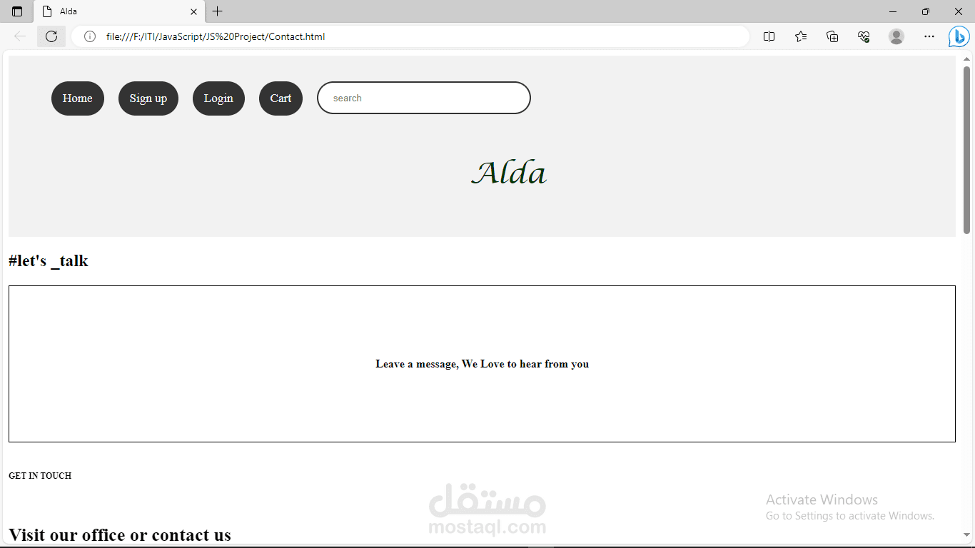 Contacts Page