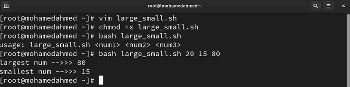 show the largest and smallest