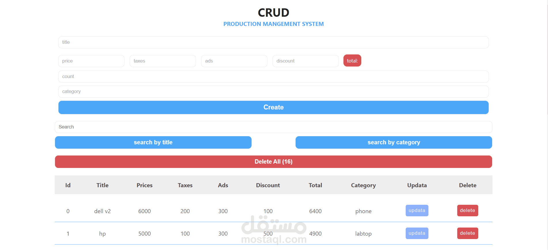 (Html Css js)Crud system | مستقل