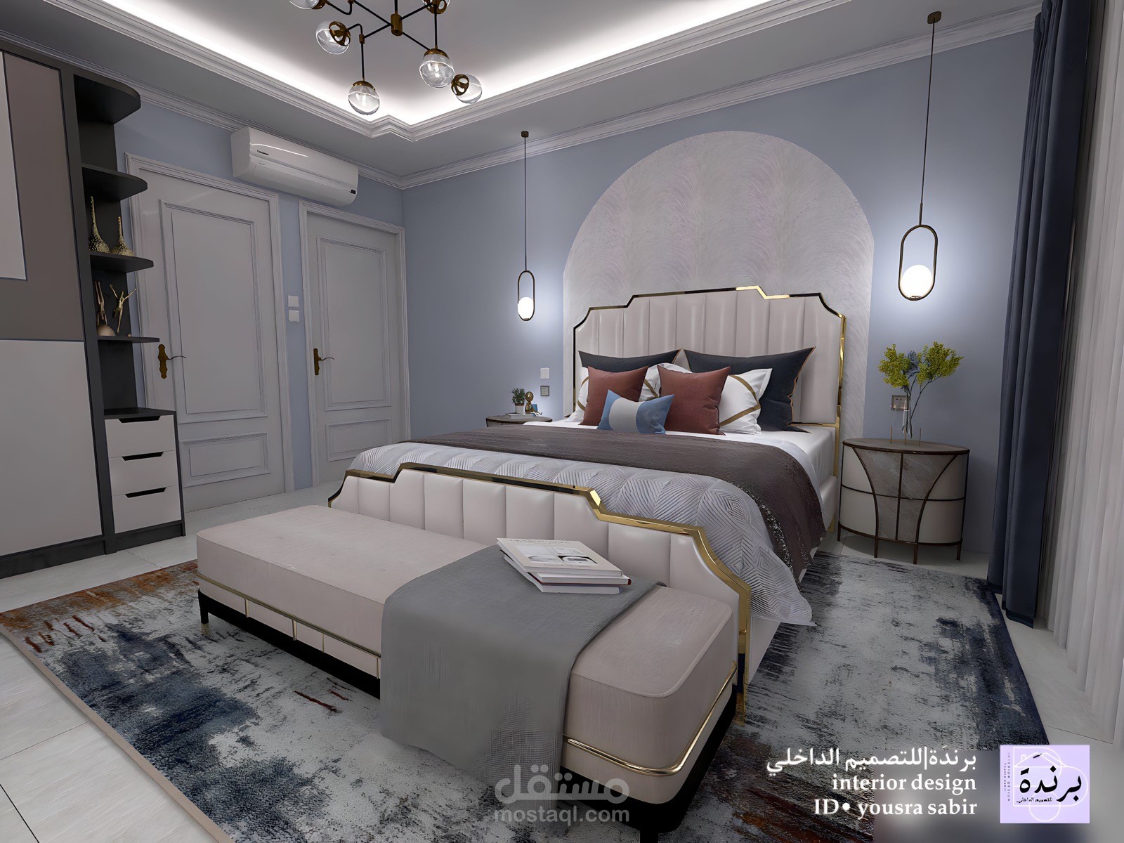 جزء من شقة سكنية بمساحة١٨٢م٢ (غرفة نوم فردين- غرفة نوم ماستر)