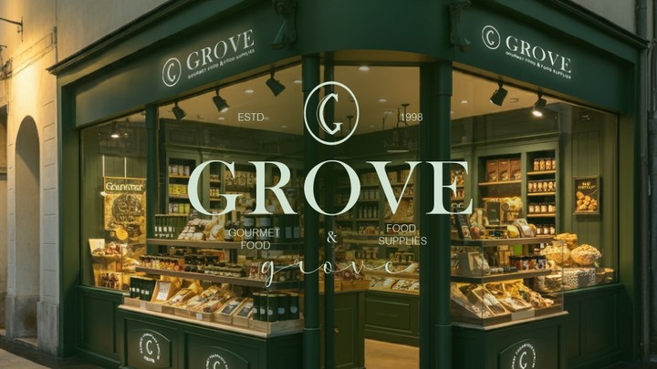 تصميم شعاروهويه بصريه  لمتجر طعام ومخبوزات grove