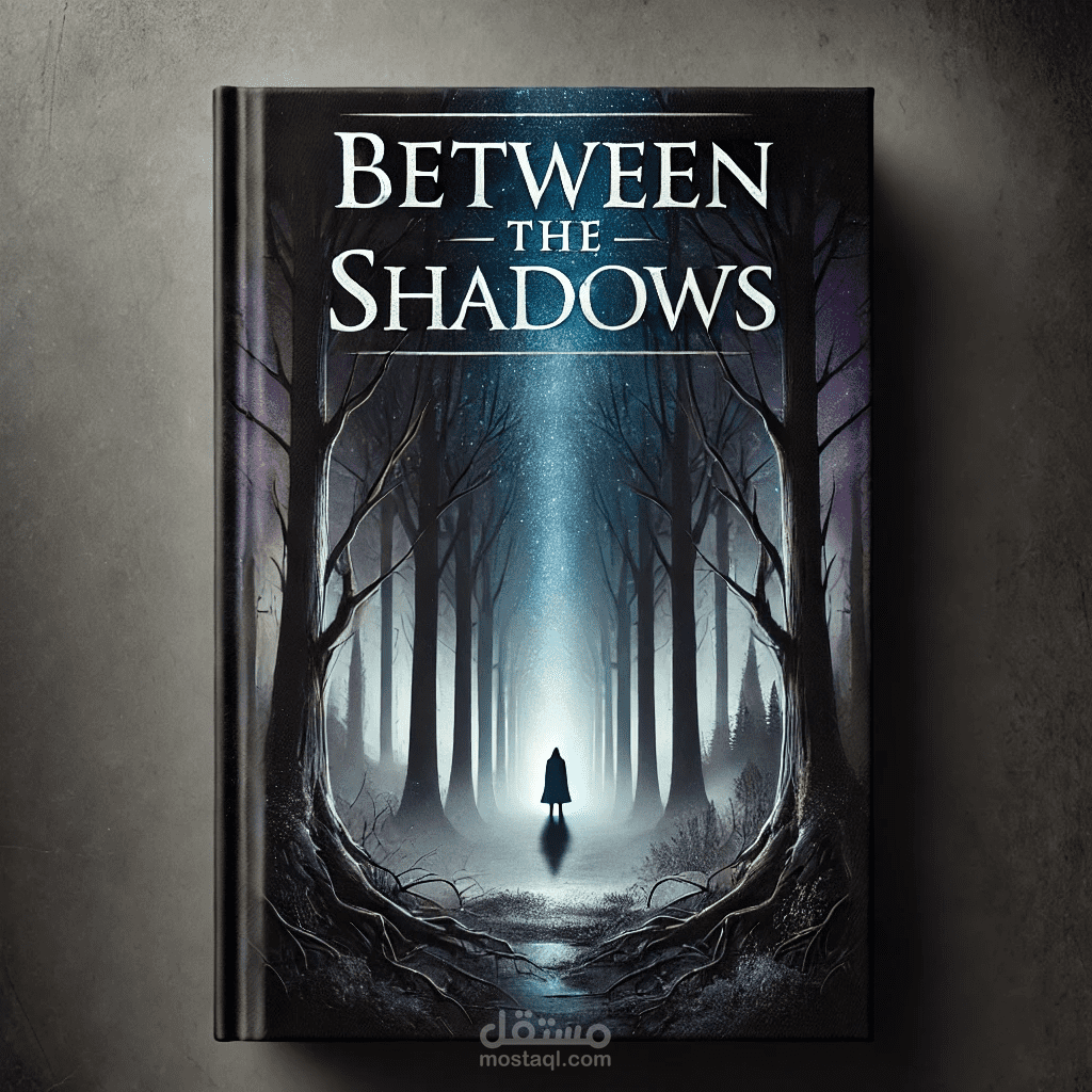 هذا التصميم هو غلاف كتاب يحمل عنوان " Between the Shadows