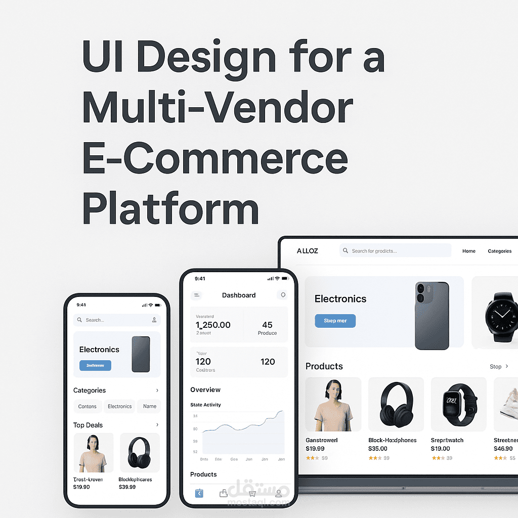 تصميم UI/UX راقي لمتجر متعدد البائعين (WEBSITE)