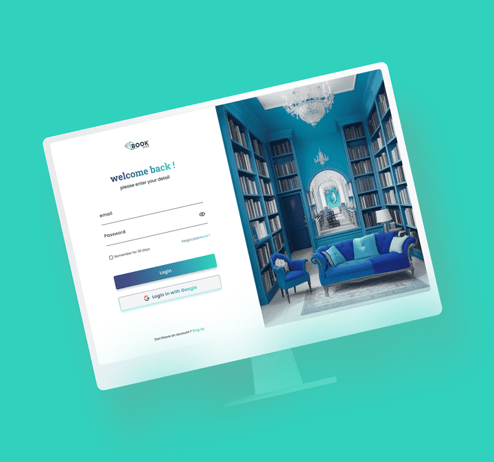 تصميم UI UX  لصفحة تسجيل الدخول لموقع الكتب الإلكترونية