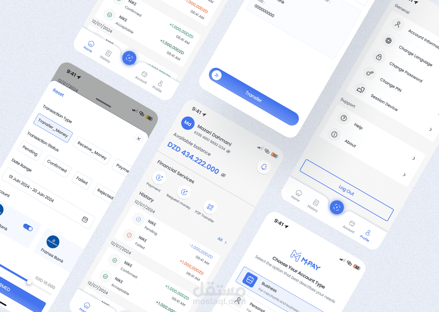 تصميم UI/UX لتطبيق المحفظة - UI/UX Design for Wallet App