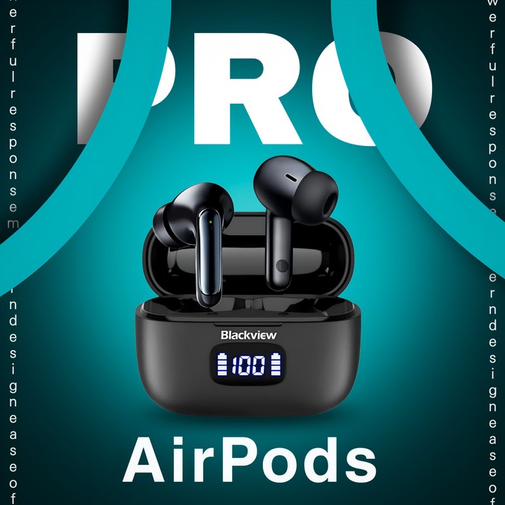 تصميم إعلان احترافي لسماعات Blackview AirPods Pro