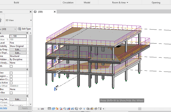 تصميم انشائي لمبنى ب span 10m و cantilever 2m