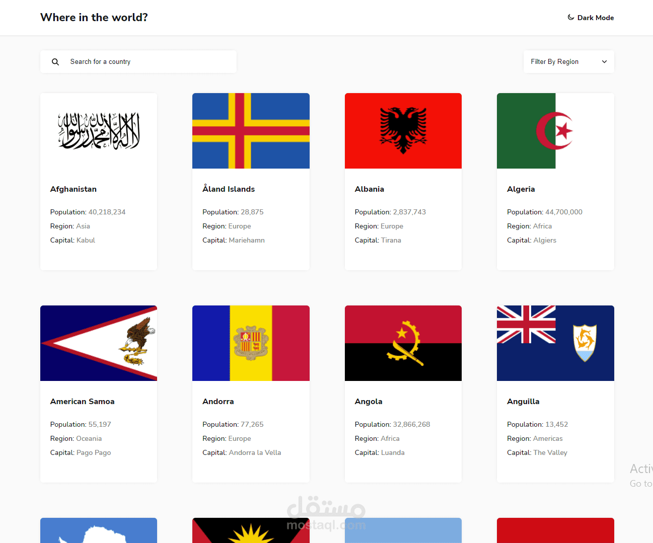 Countries Information Website