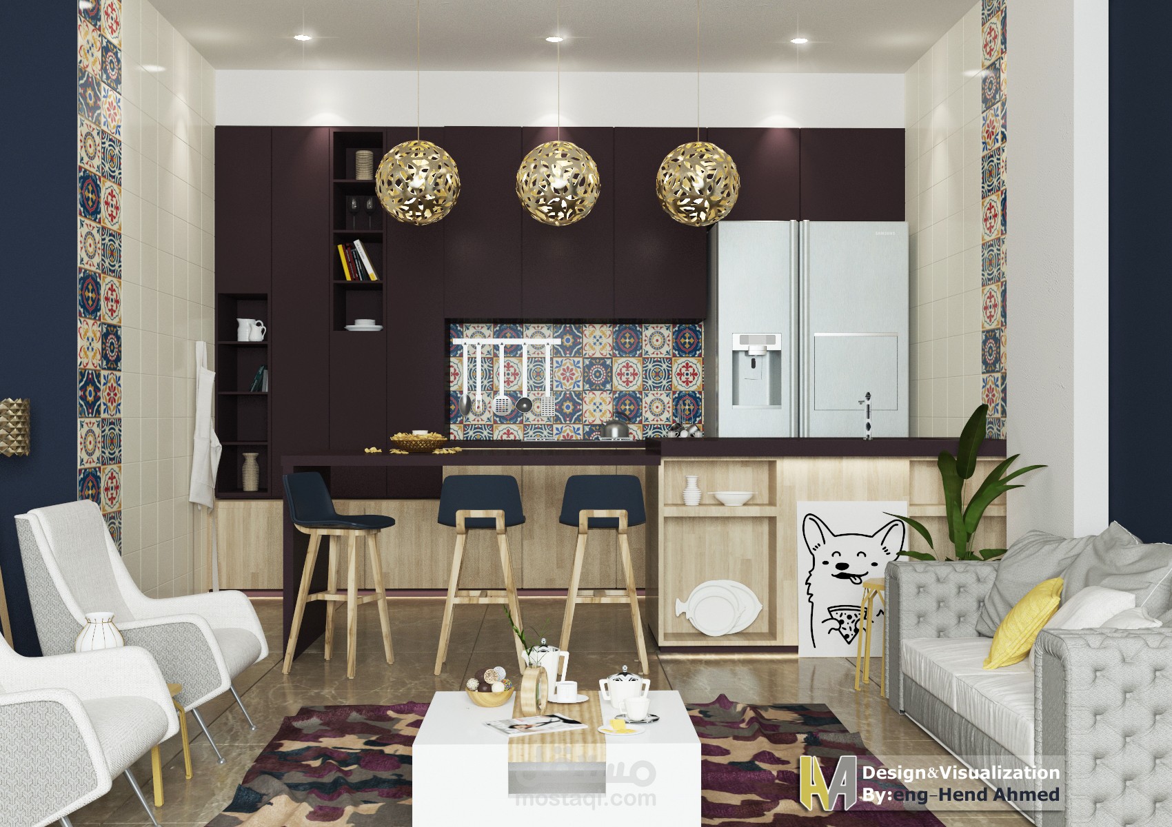 تصميم مطبخ مودرن "open kitchen"