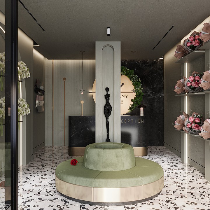 تصميم محل ورد بالدمام باستخدام برنامج 3ds max ريندر كورونا .